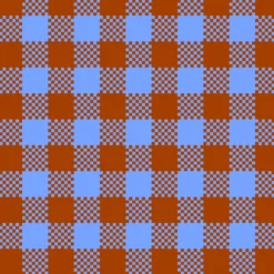 Detalle del estampado de cuadros vichy azul y marrón de la bolsa de asas Lori Barcelona