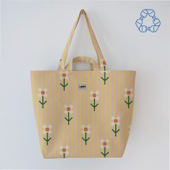 Bolsa de asas Stripe & Bloom de Lori Barcelona con flores y rayas amarillo