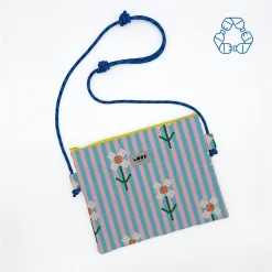 Crossbody estampado Stripe & Bloom de Lori Barcelona con flores y rayas, azul y rosa